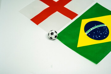 England vs Brazil, Football match with national flags