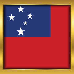 Samoa flag,Samoa flag golden square button,Vector illustration eps10.	