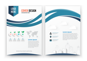 Brochure Flyer design Layout template, size A4, Curve design, Blue color front page and back page, infographics.
