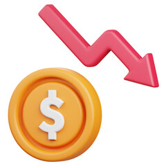 3D Render Decrease Icon, illustration isolated on white background, suitable for website, mobile app, print, presentation, infographic, and other projects.