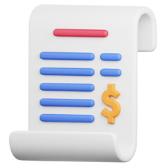 3D Render Invoice Icon, illustration isolated on white background, suitable for website, mobile app, print, presentation, infographic, and other projects.