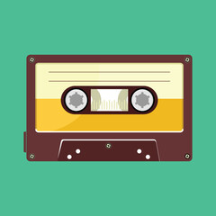 audio cassette isolated on green