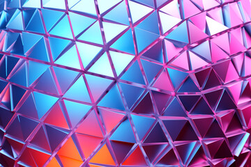 3D rendering. Blue and pink  pattern of triangles of different shapes. Minimalistic pattern of simple shapes, similar to the tops of mountains. Bright creative symmetric texture