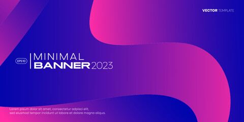 Abstract blue and red gradient background with waves. The dynamic banner design template. Vector, 2023