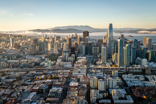 Aerial shots over the San Francisco