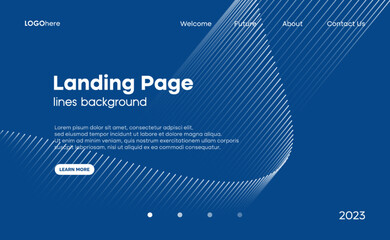 Abstract blue background with lines. The minimal layout design template for the webpage and business presentation. Vector, 2023