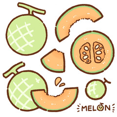 melon cartoon drawing set