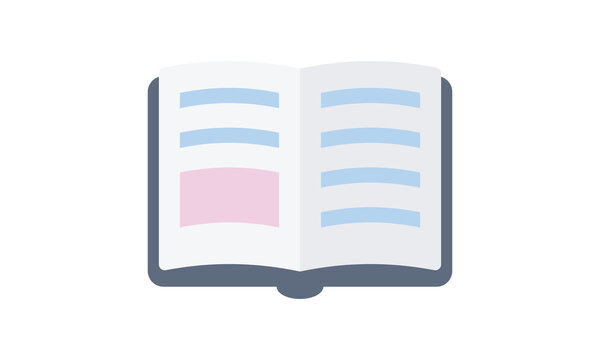 Open book icon for web. Simple opening book or textbook sign vector design. Minimalist open textbook web icon isolated on white background. Book logo clipart. School supplies symbol icon