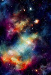 Obraz na płótnie Canvas Space Watercolor Background, Space wallpaper