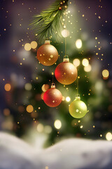 Obraz na płótnie Canvas christmas background with christmas tree, Made by AI