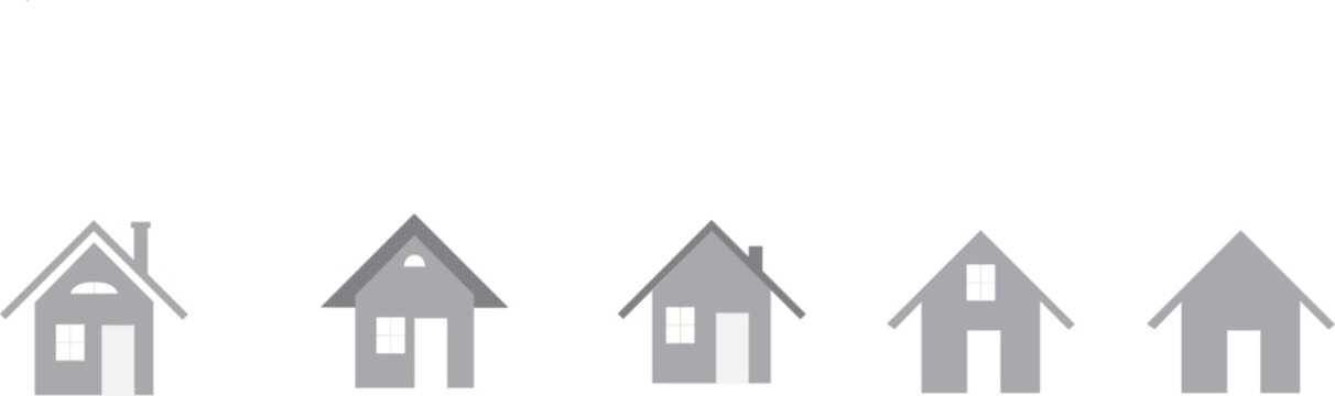 House icons set. Home icon collection. Real estate. Flat style houses symbols for apps and websites on whitr background