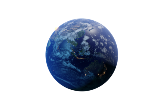 City lights on planet. Civilization.