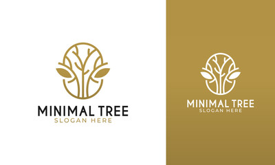 Fototapeta na wymiar Minimal tree logo with elegant branch