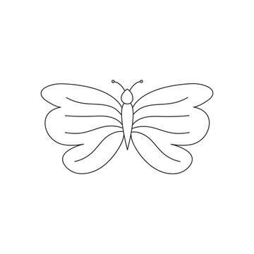 Butterfly line art vector isolated on white background. butterfly Coloring Page Isolated for Kids. for home decor such as posters, wall art, tote bag, t-shirt print, sticker, mobile case
