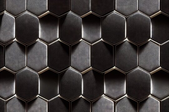 Shining hexagon shape tiles wall pattern background 3D render digital illustration © altitudevisual