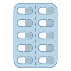 Medicine Drug Capsule in Blister Pack. Cartoon Clip Art Illustration Element.