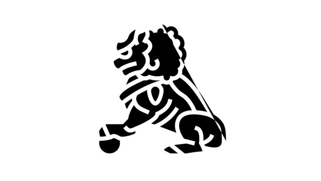 lion chinese horoscope animal line icon animation
