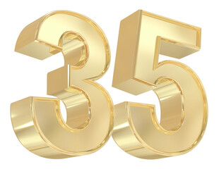 Obraz premium 3d gold number 35