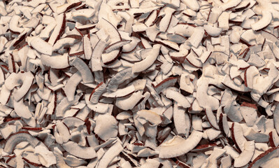 many strips of dried coconut