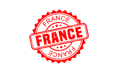 FRANCE stamp rubber with grunge style on white background