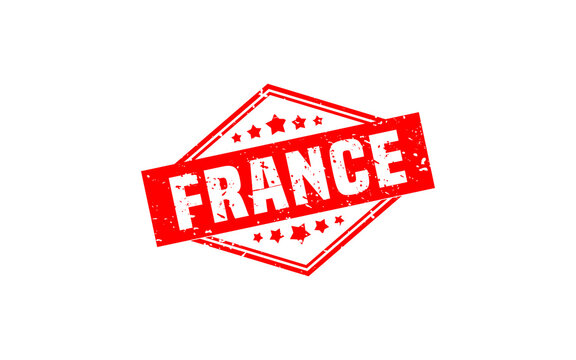 FRANCE stamp rubber with grunge style on white background