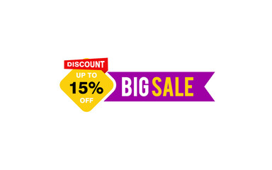 15 Percent discount offer, clearance, promotion banner layout with sticker style.