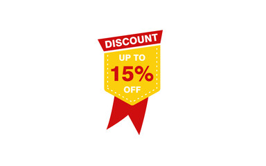 15 Percent discount offer, clearance, promotion banner layout with sticker style.