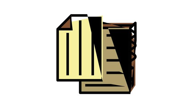 cardboard paper list color icon animation