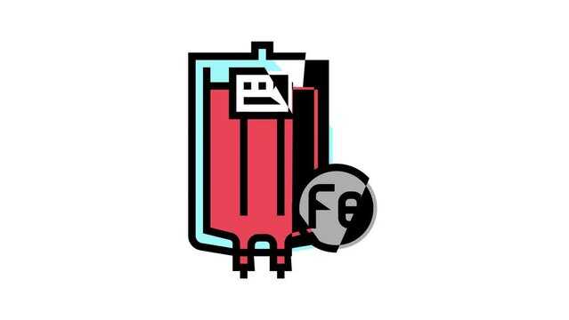 iron given through an intravenous color icon animation