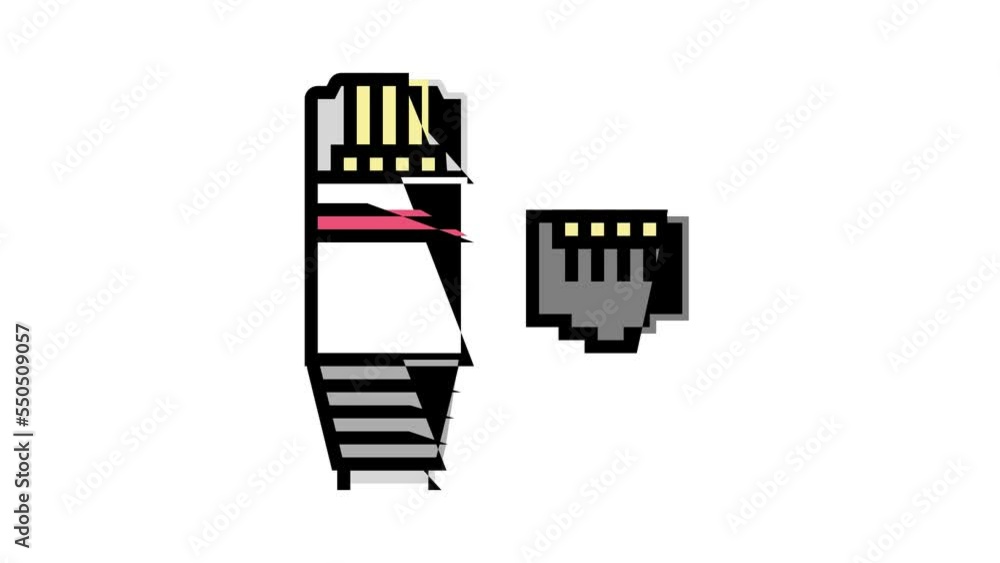 Poster ethernet modem color icon animation