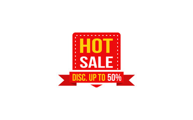 50 Percent discount offer, clearance, promotion banner layout with sticker style. 
