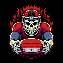 the skull head play rugby illustration