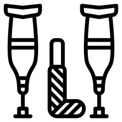 crutches broken leg medical icon
