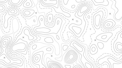 Topographic map background. Geographic line map with elevation assignments. Contour background geographic grid. Vector illustration.