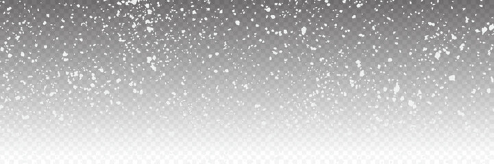 Seamless realistic falling Snow Isolated on transparent background vector illustration. Vector snow overlay. Realistic snowfall background isolated on transparent. Stock illustration
