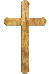 Watercolor wooden cross, hand-made illustration, PNG