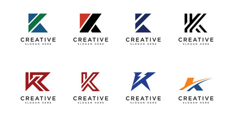 set of initial letter K logo vector design