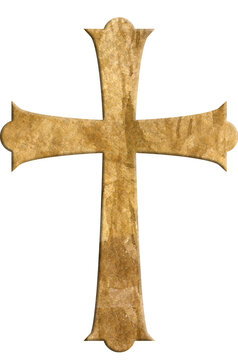 Watercolor wooden cross, hand-made illustration, PNG