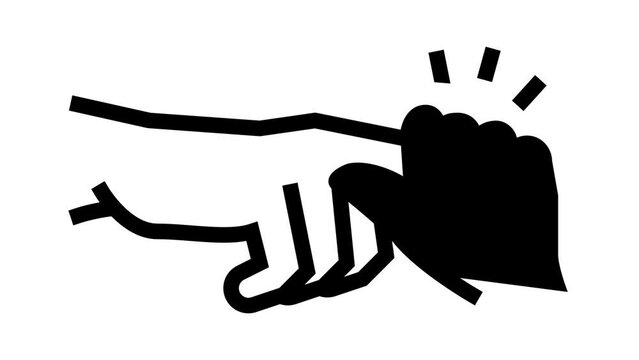 palmar grasp reflex line icon animation