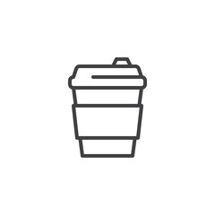 Plastic coffee cup line icon