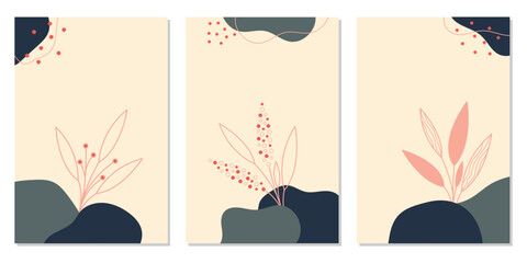 Minimal cover, banner, brochure, poster, flyer, branding design, home decorate and other with abstract organic shapes.