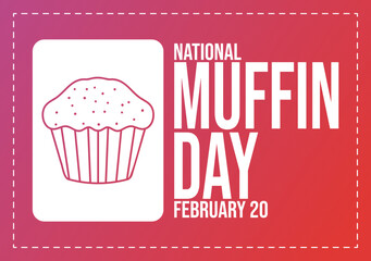 National Muffin Day on February 20th with Chocolate Chip Food Classic Muffins Delicious in Flat Cartoon Hand Drawn Template Illustration
