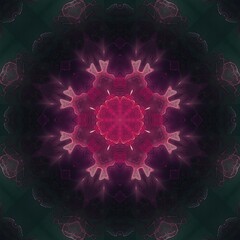 Digital texture flowers in subtle glowing neon hues, seamless kaleidoscope concept. great for company, business, wallpaper, decoration, website