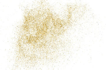 Gold Glitter Texture Isolated On White. Goldish Color Sequins. Golden Explosion Of Confetti. Design Element. Celebratory Background. Vector Illustration, Eps 10.