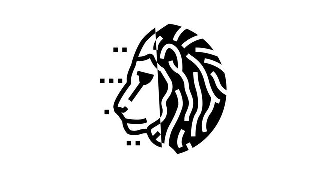 lion zodiac glyph icon animation