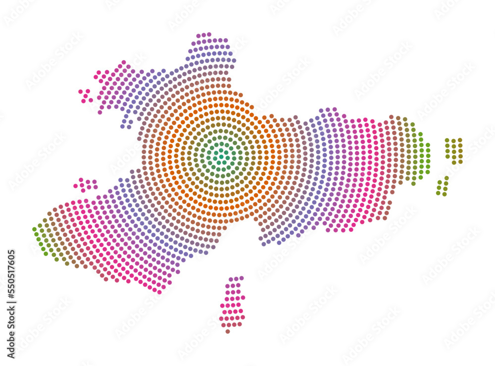 Poster union island dotted map. digital style shape of union island. tech icon of the island with gradiente