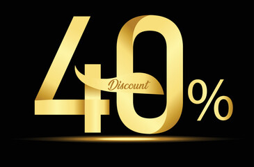 Golden 40 Percent Off discount sale Banner 