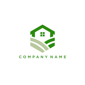 Premium Vector. Modern home land agriculture logo, farm house logo design template. House logo design, Agriculture logo