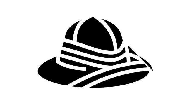 pith helmet line icon animation