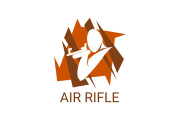 air rifle sport vector line icon. athlete getting ready to shoot sport pictogram, vector illustration.